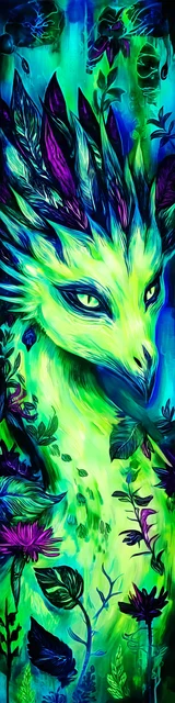 Free dragon bookmark featuring a neon green dragon